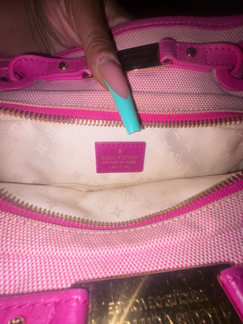 Authentic Louis Vuitton Pink Canvas Crossbody with Hot Pink Trim - Picture 3 of 8